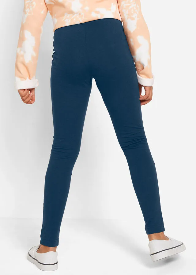 Leggings para niñas (3 unidades) Azul oscuro + turquesa oscuro + gris claro jaspeado